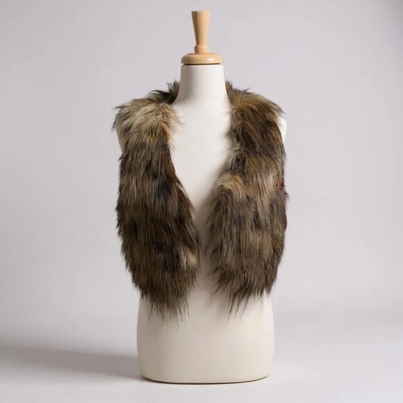 Steve Madden Faux Fur Vest NWT Brown Fuzzy Sz M/L Casual Chic Boho Retro Winter - Picture 1 of 9